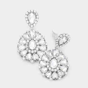Crystal Clear Teardrop Cluster Statement Clip on Earrings NWT
